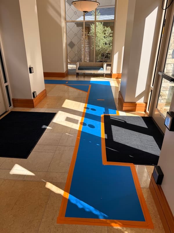 Floor protection installed during a hospitality FF&E project at a Bay Area property