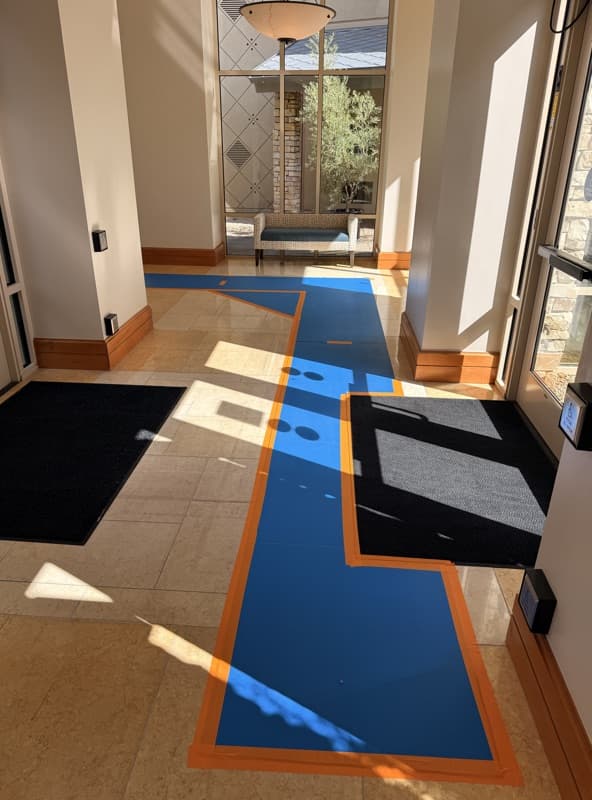 Floor protection installed during a hospitality FF&E project at a Bay Area property