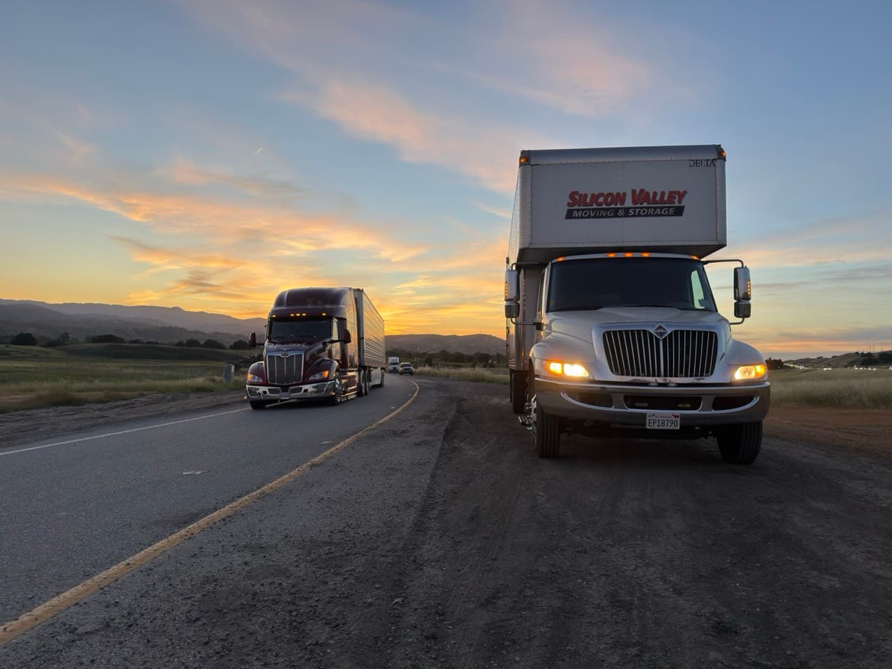 Silicon Valley Moving truck en route on a California intrastate move