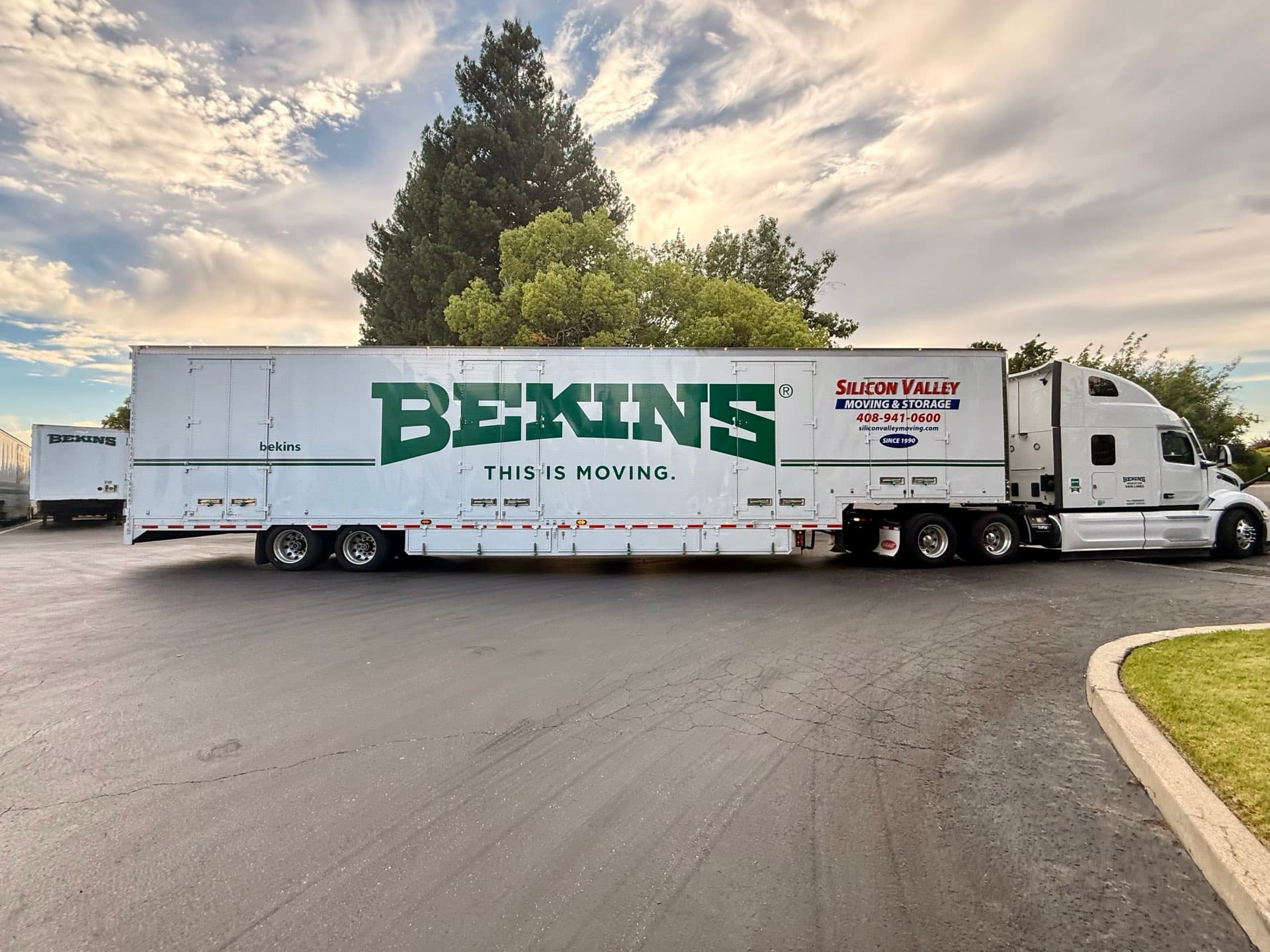 Bekins semi-trailer used for storage and long-distance transport